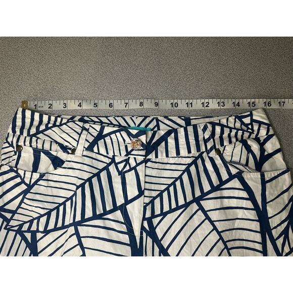 J McLaughlin Sz 10 Tropical‎ Palm Leaf Pants stretch Coastal Aloha Made in USA - Picture 7 of 9